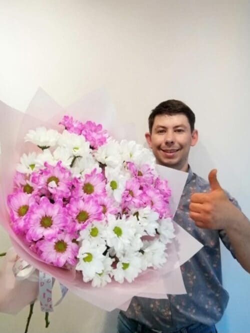 Букет хризантем кустовых. Ромашковое облачко